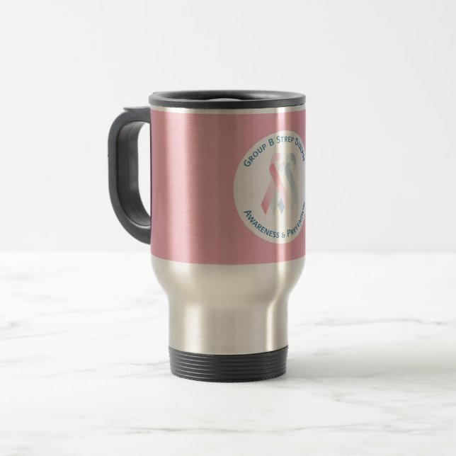 GBS Awareness Travel Mug (pink) (Front Left)