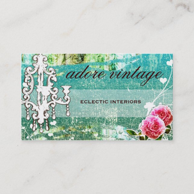 GC Adore Vintage Turquoise Basic Business Card (Front)