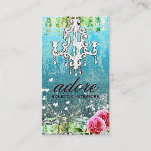 GC Adore Vintage Turquoise Gold Metallic Business Card