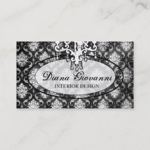 GC Adoring Damask Black White Business Card