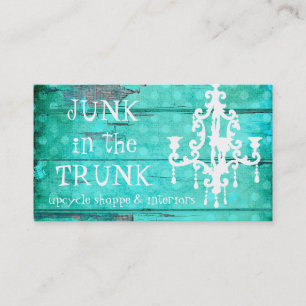 GC Aqua Vintage Wood & Chandelier Business Card
