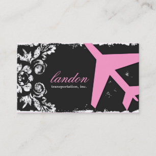 GC AVIATION TAKE OFF Charcoal Damask Business Card