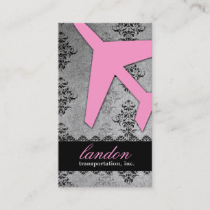 GC AVIATION TAKE OFF Grey Damask Business Card