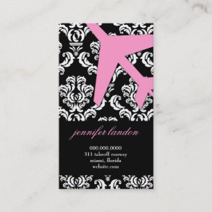 GC AVIATION TAKE OFF Pink Damask Business Card
