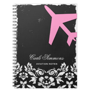 GC Aviation Takeoff Pink Damask Notepad Notebook
