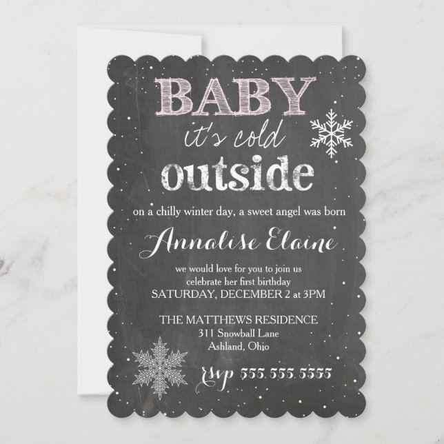 GC Baby It's Cold Outside Winter Birthday Invitation (Front)