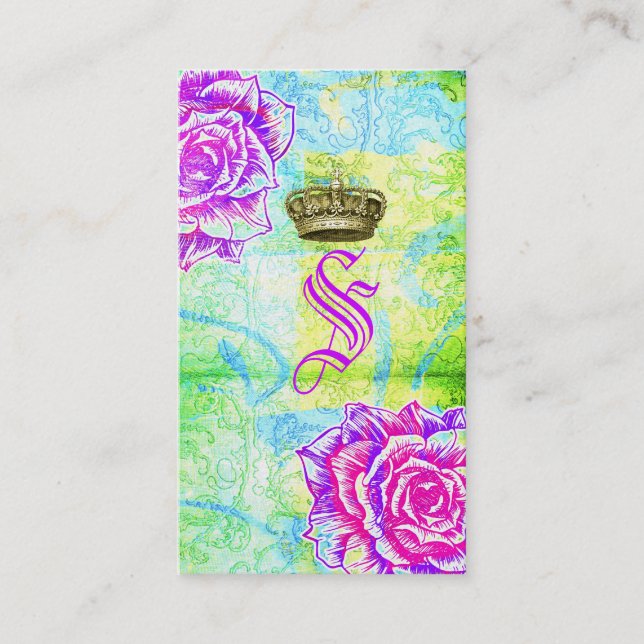GC Cali Vibrant Garden Crown Purple Garden Flowers Business Card (Front)