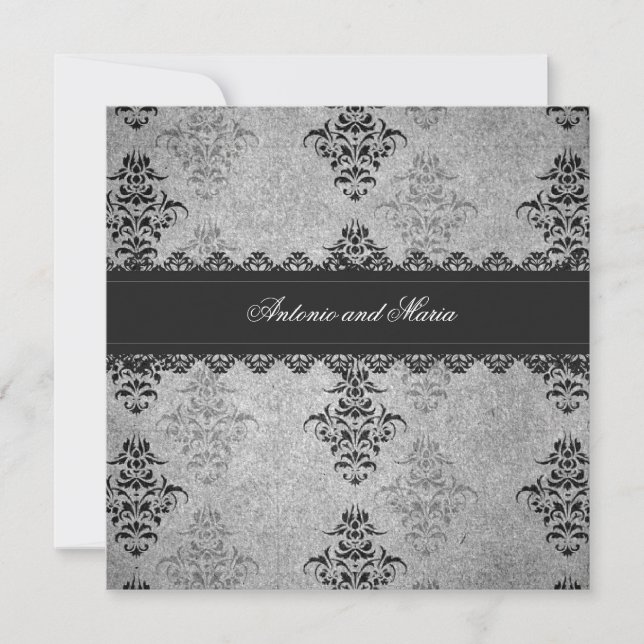 GC | Charcoal Grey Vintage Glam Invitation (Front)
