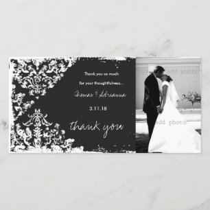 GC Charcoal Vintage 2 Damask Horizontal Thank U You Card