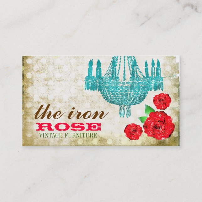 GC Cream Vintage Rose Dots Business Card (Front)