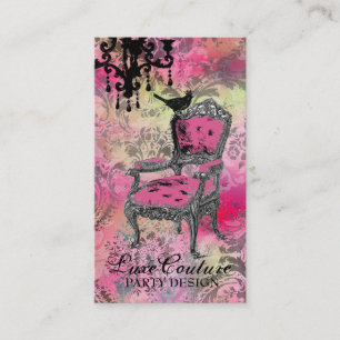 GC Fabulously French Colourful Pink Damask Business Card