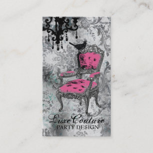 GC Fabulously French Grey Damask Business Card