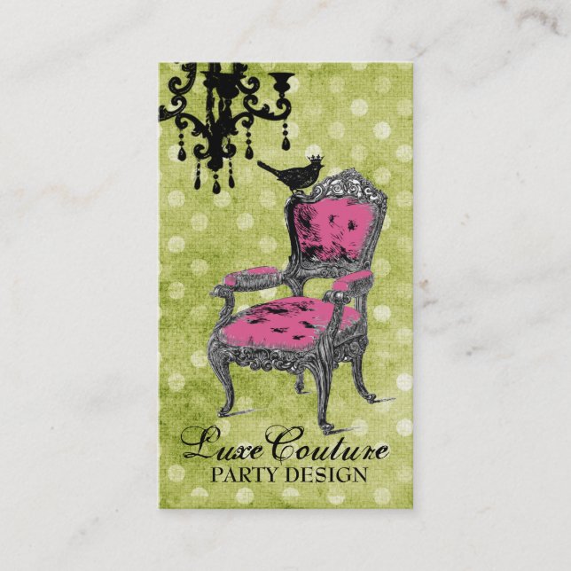GC Fabulously French Lime Dots Business Card (Front)