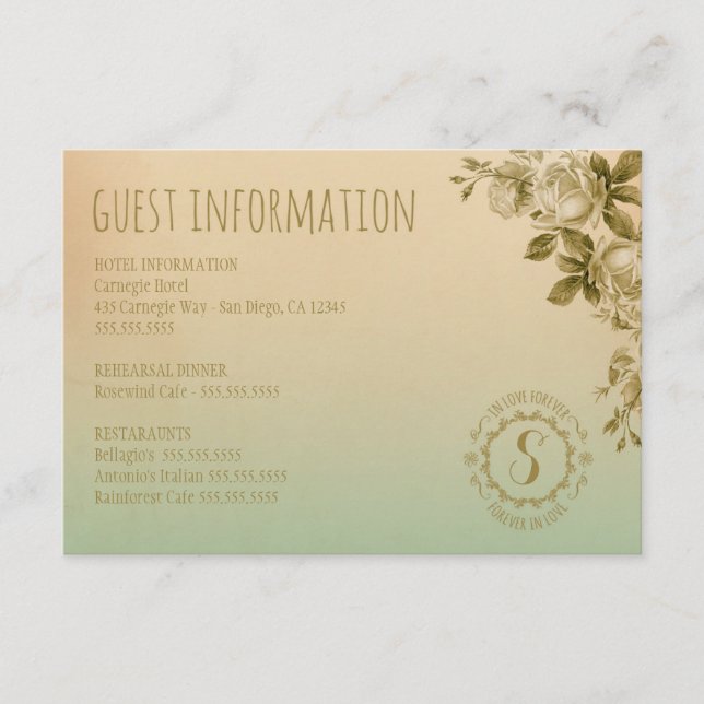 GC FOREVER IN LOVE GUEST INFO ENCLOSURE CARD (Front)