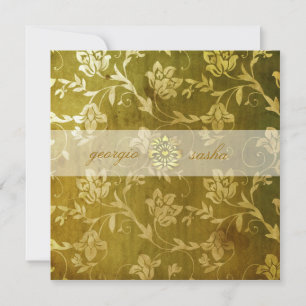 GC Gorgeous Golden Floral Vintage Invitation