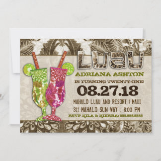 GC Hawaiian Cocktails Sandy Brown Invitation
