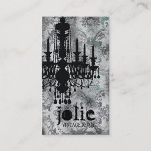 GC   Jolie Chandelier Grey Damask Business Card