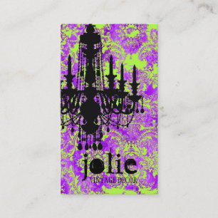 GC   Jolie Chandelier Hot Violet Damask Business Card