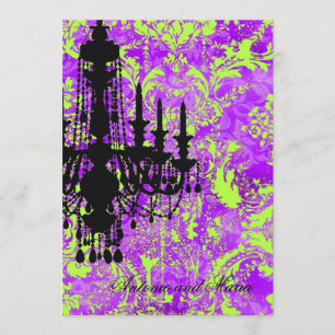 GC   Jolie Chandelier Hot Violet Damask Invitation