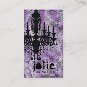 GC Jolie Chandelier Pink Grey Damask Business Card
