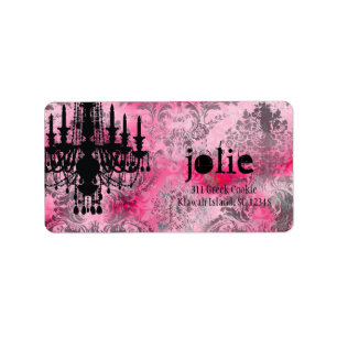 GC Jolie Chandelier Pink Grey Damask Label