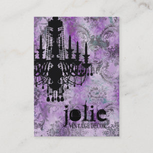 GC   Jolie Chandelier Purple Grey Damask Business Card