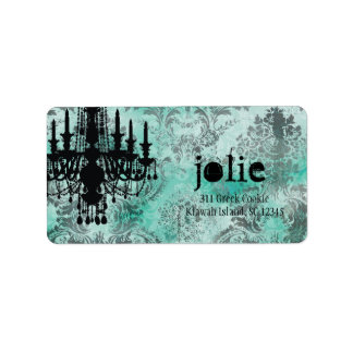 GC | Jolie Chandelier Turquoise Lime Damask Label