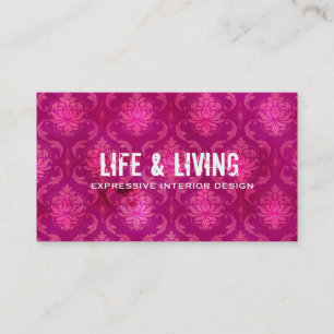 GC Life & Living Damask Hot Pink Business Card