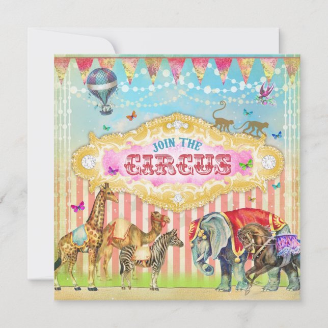 GC Magical Join the Circus Vintage Stripes Invite (Front)