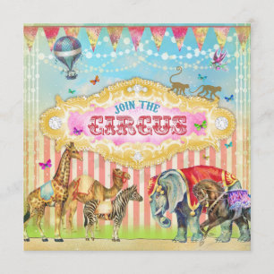 GC Magical Join the Circus Vintage Stripes Invite