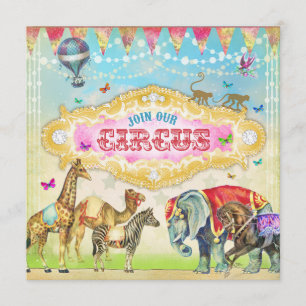 GC Magical Join the Circus Vintage Stripes Invite