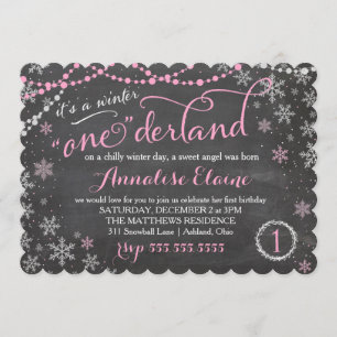 GC Pink Winter ONEderland Birthday Invitation