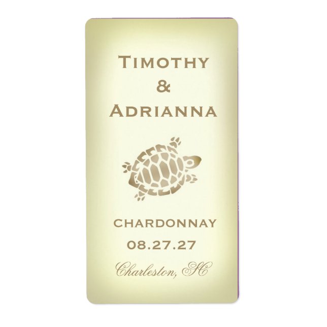 GC Sea Turtle Wedding Wine Label (Front)