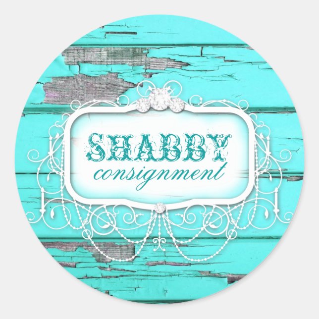 GC Shabby Vintage Aqua Wood Sticker (Front)