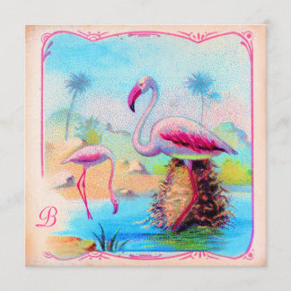 GC | Vibrant Vintage Flamingos Invitation