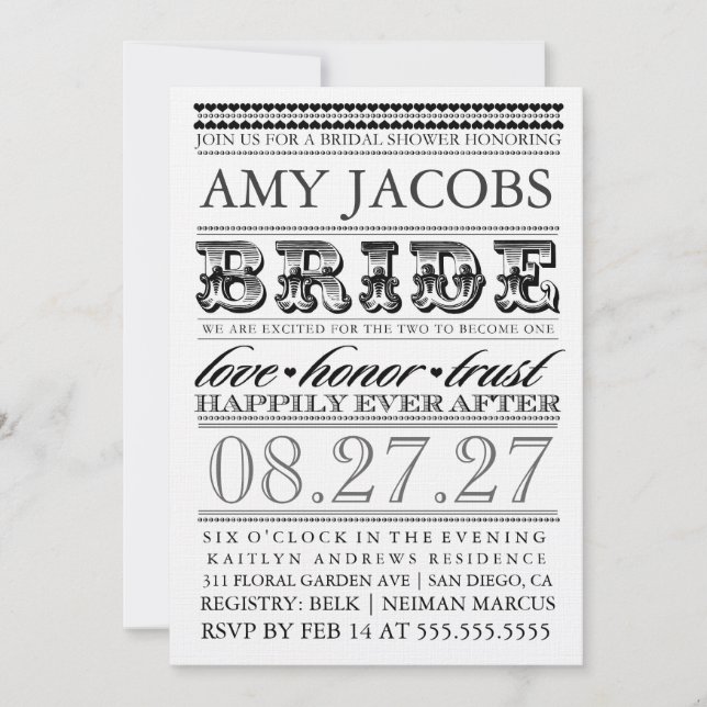 GC Vintage Bridal Shower Happily Ever After Invitation (Front)