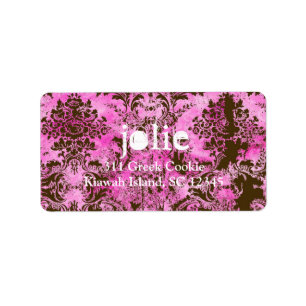 GC   Vintage Chocolate Pink Damask Label