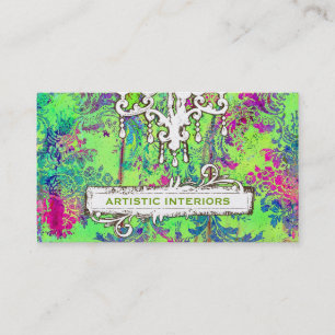 GC Vintage Fruit Flavours Grunge Chandelier Business Card