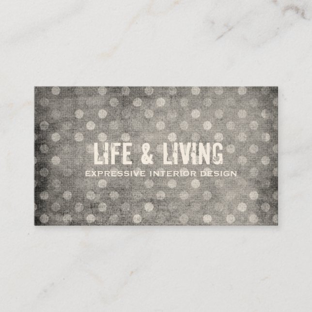 GC | Vintage Textured Grey Dots Business Card (Front)