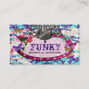 GC   Whimsical Vintage Charm Purple Blue Business Card