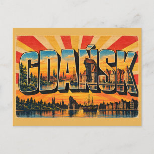 Gdańsk Harbour Crane Motława River Art Postcard