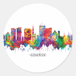 Gdansk Poland Skyline Classic Round Sticker