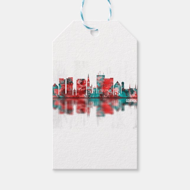 Gdansk Poland Skyline Gift Tags (Front)