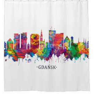 Gdansk Poland Skyline Shower Curtain