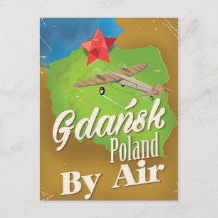 Gdańsk Poland vintage flight poster Postcard