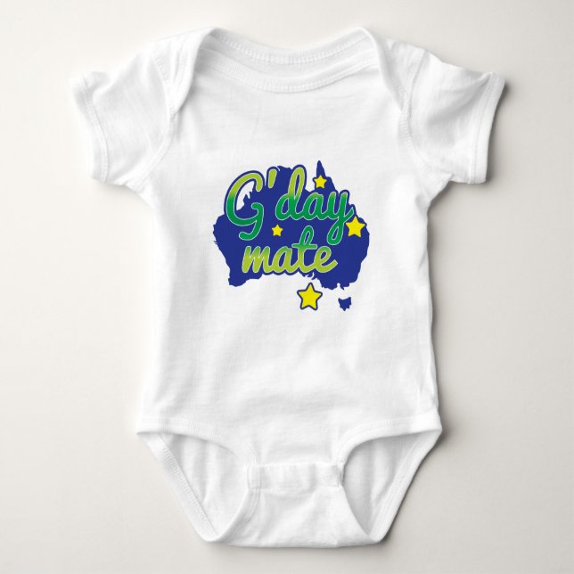 G'DAY Mate Australian Greeting hello Baby Bodysuit (Front)