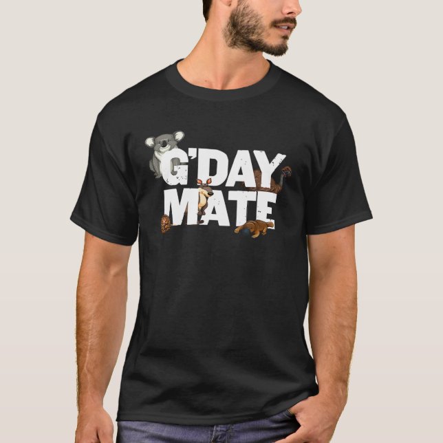 Gday Mate  Funny Australia Animals Kangaroo Koala  T-Shirt (Front)