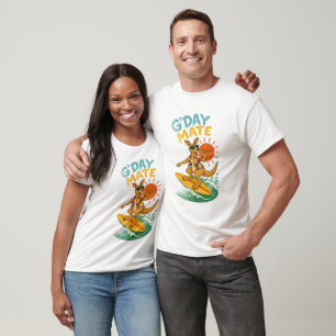 G'Day Mate Surfing Kangaroo Australian Summer Beac T-Shirt