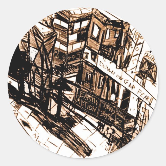gdp fear classic round sticker (Front)