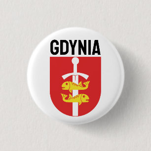 Gdynia coat of arms, Poland 3 Cm Round Badge